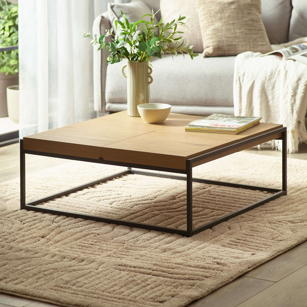 Julian Bowen Ezra Warm Light Oak Effect Square Tray Coffee Table Image 1