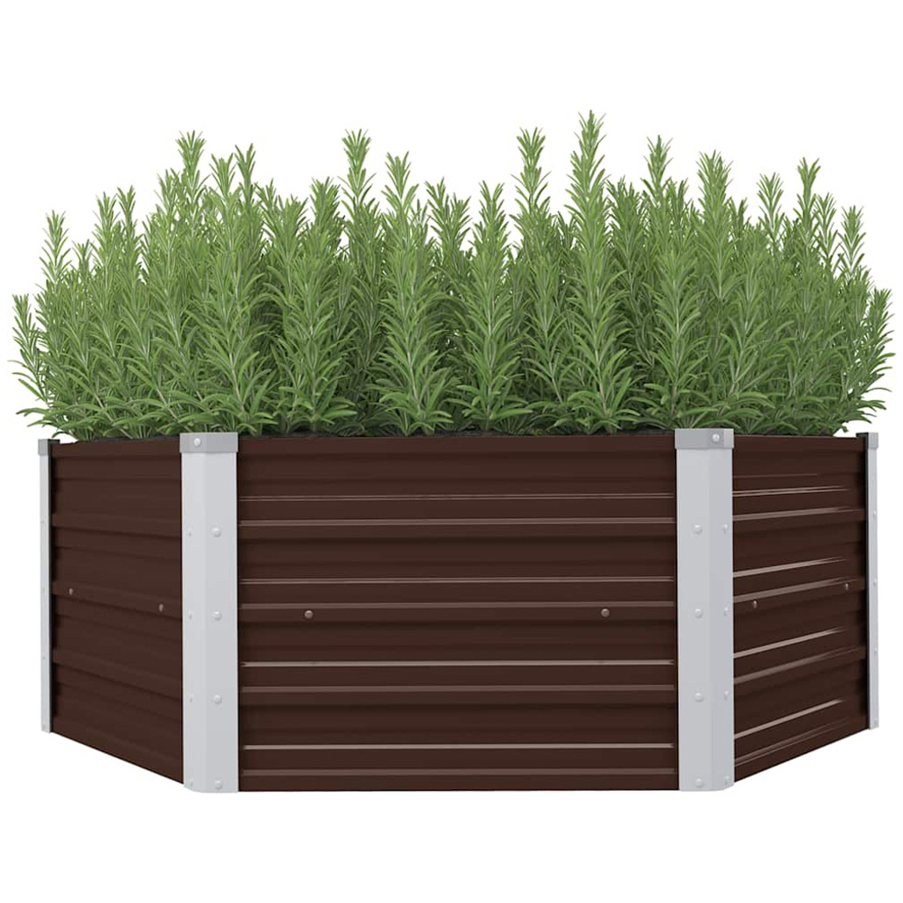 vidaXL Brown Galvanised Steel Raised Garden Bed 45 x 129 x 129cm Image 2