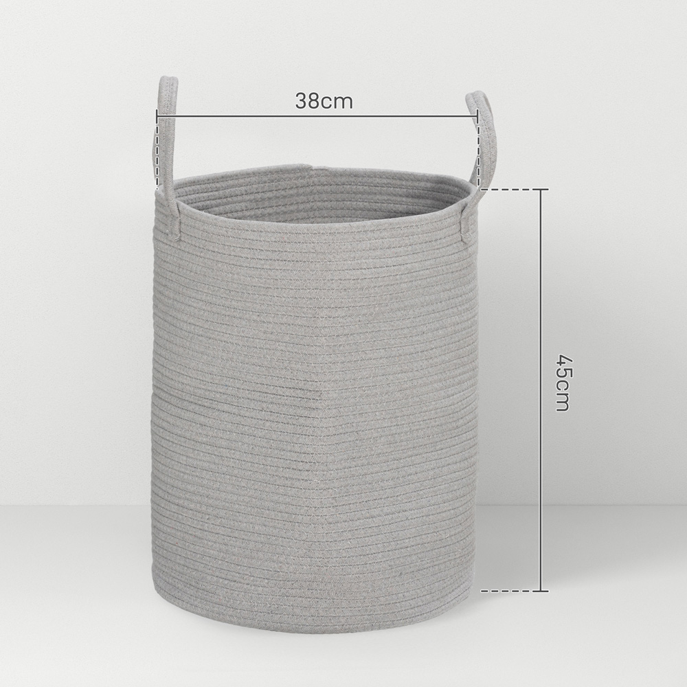 HOMCOM Grey Cotton Rope Laundry Basket 36L Image 7