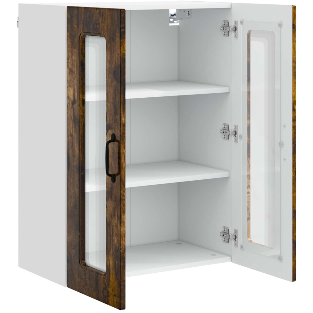 vidaXL 2 Glass Door Smoked Oak Kitchen Wall Cabinet Image 5