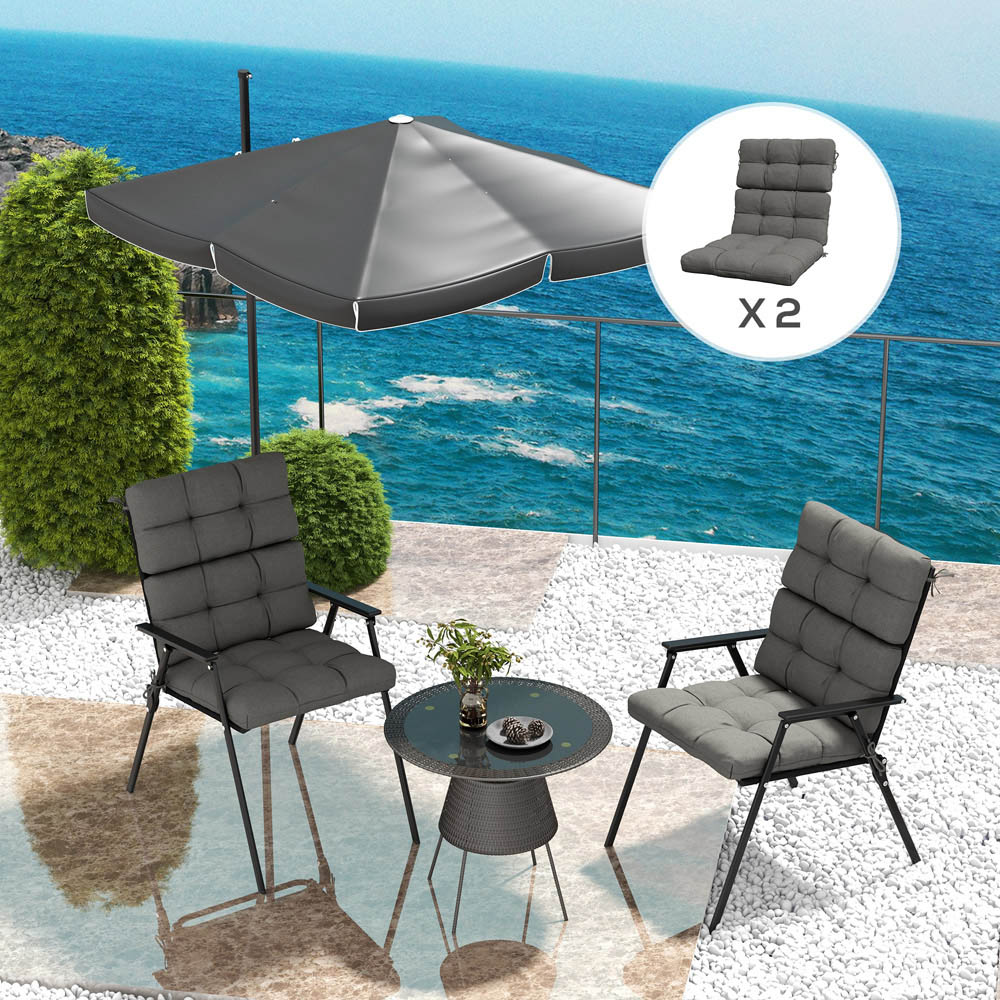 Outsunny Charcoal Grey 2 Piece Back and Seat Replacement Cushion 51 x 56cm Image 2