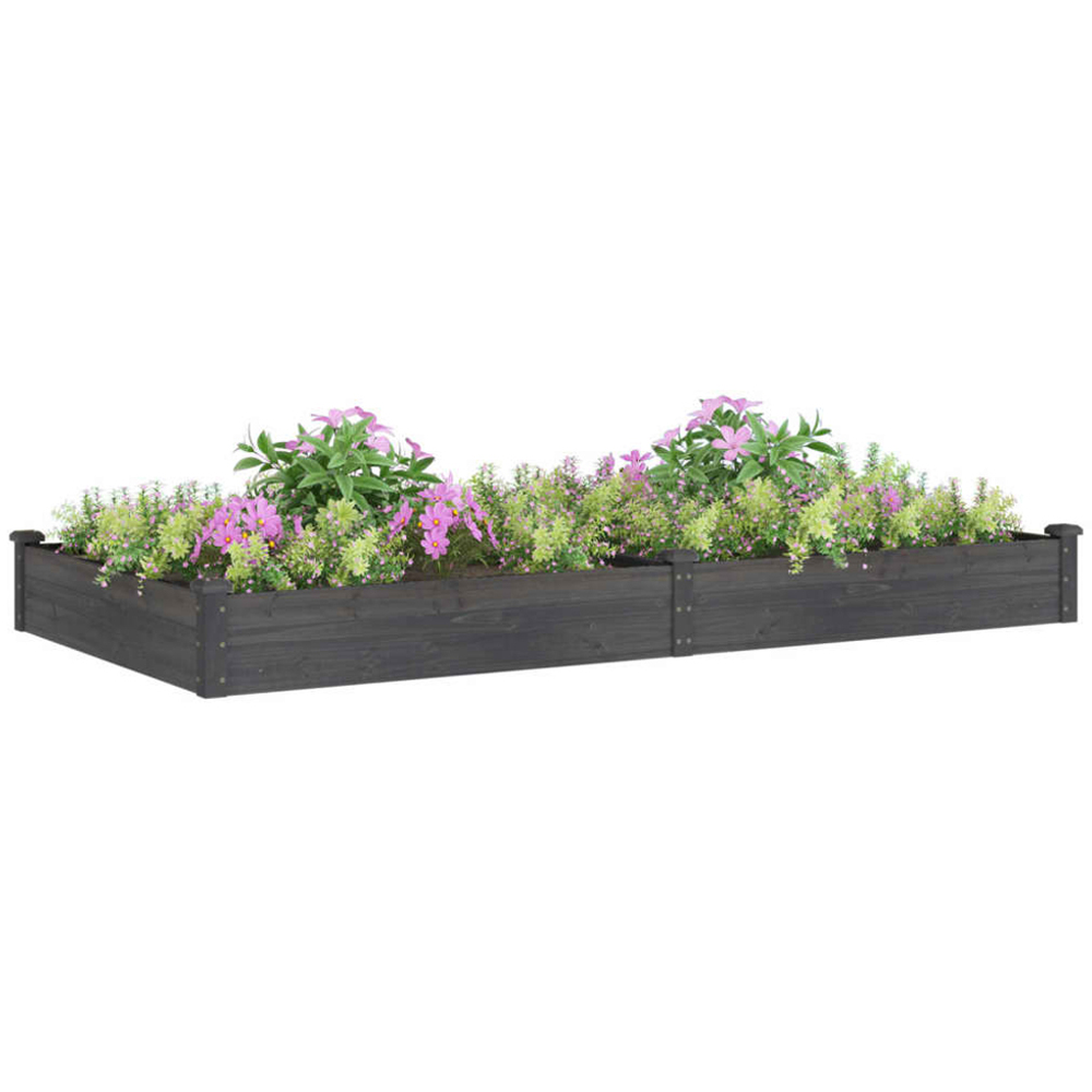 vidaXL Brown Fir Wood Raised Garden Bed with Liner 25 x 240 x 120cm Image 2