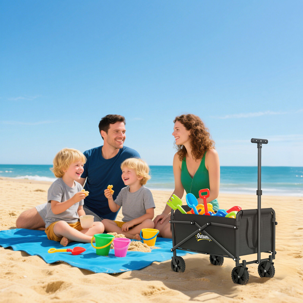 Outsunny 41L Black Heavy Duty Folding Garden Trolley Image 3