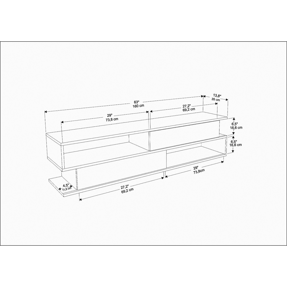 Decorotika Cortez 2 Door 2 Shelf Black Alina TV Unit Image 7