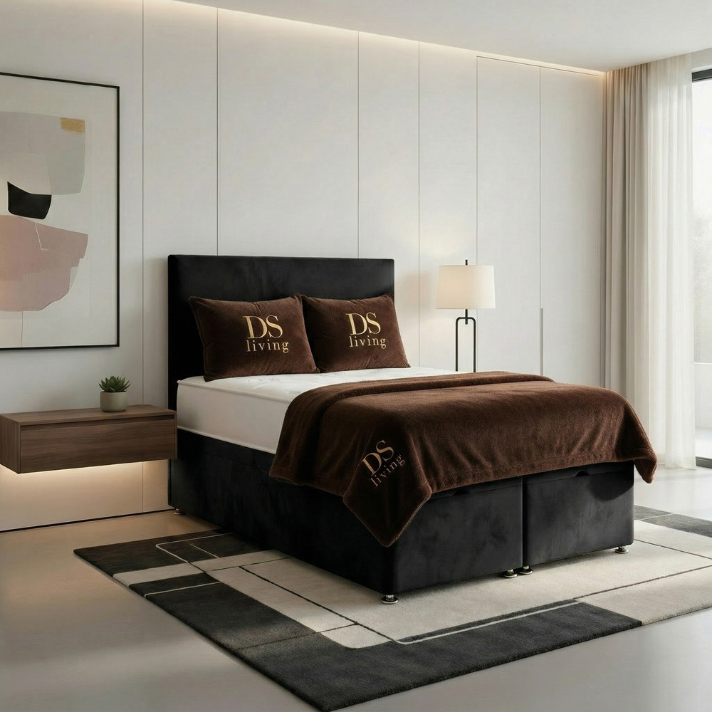 DS Living Prima Single Black Plush Divan Bed Image 4