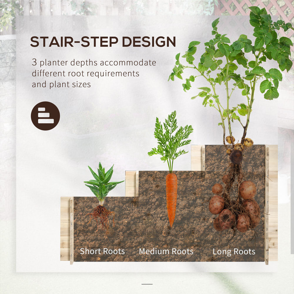 Outsunny 3-Tier Wooden Raised Garden Bed Image 4