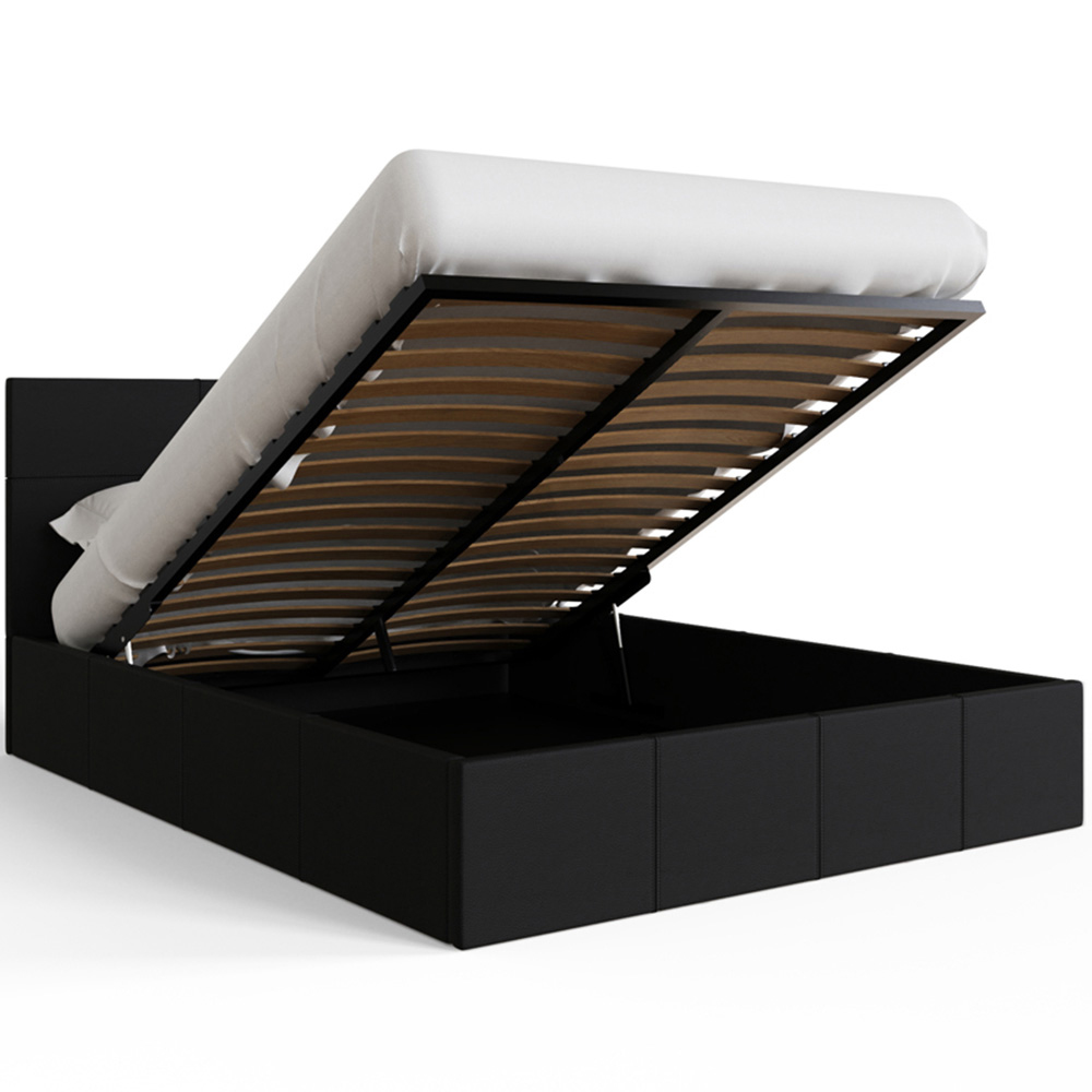 GFW Double Black Faux Leather End Lift Ottoman Bed with Memory Pocket Spring Mattress Image 5