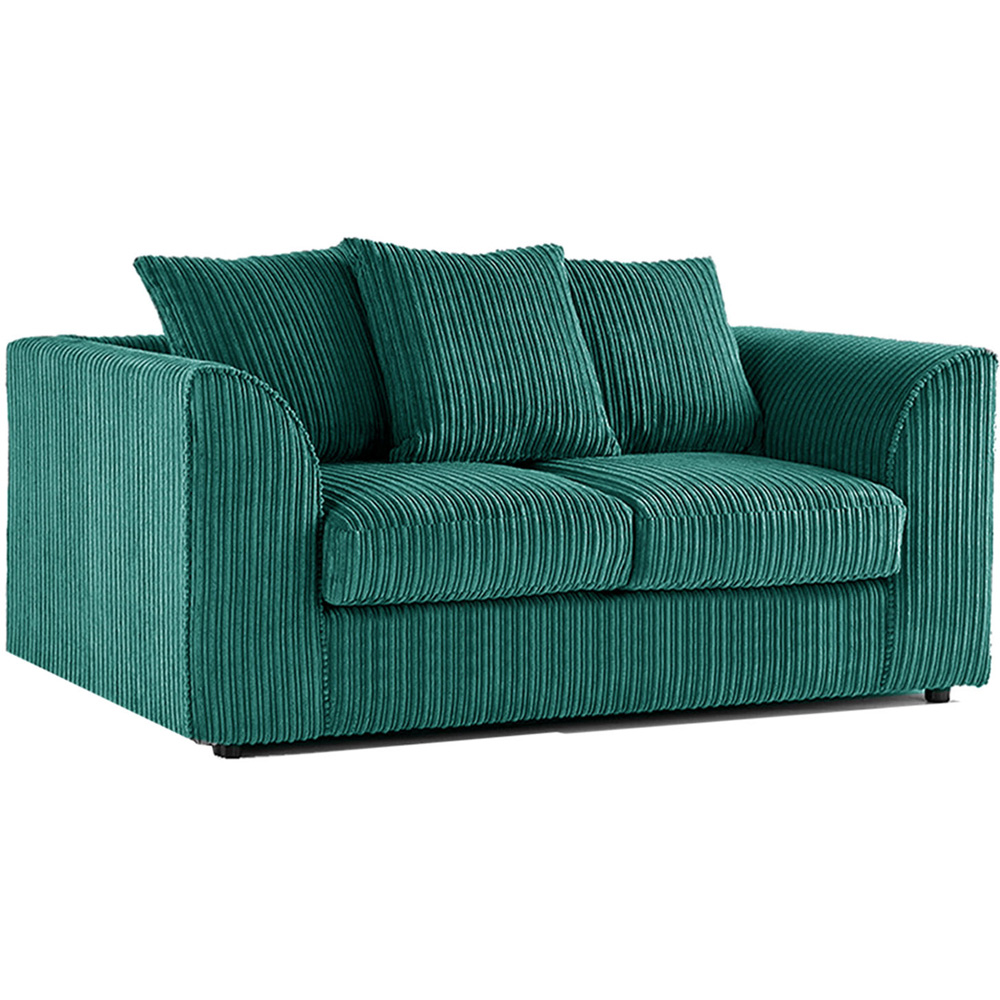 Luxor 4 Seater Teal Jumbo Cord Sofa Suite with Scatter Back Image 3