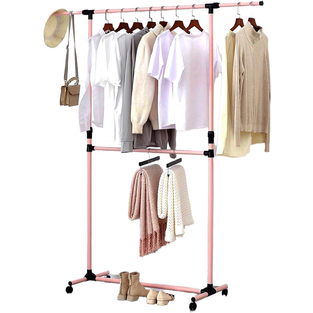 House Of Home Pink Adjustable Double Clothes Rail Image 3