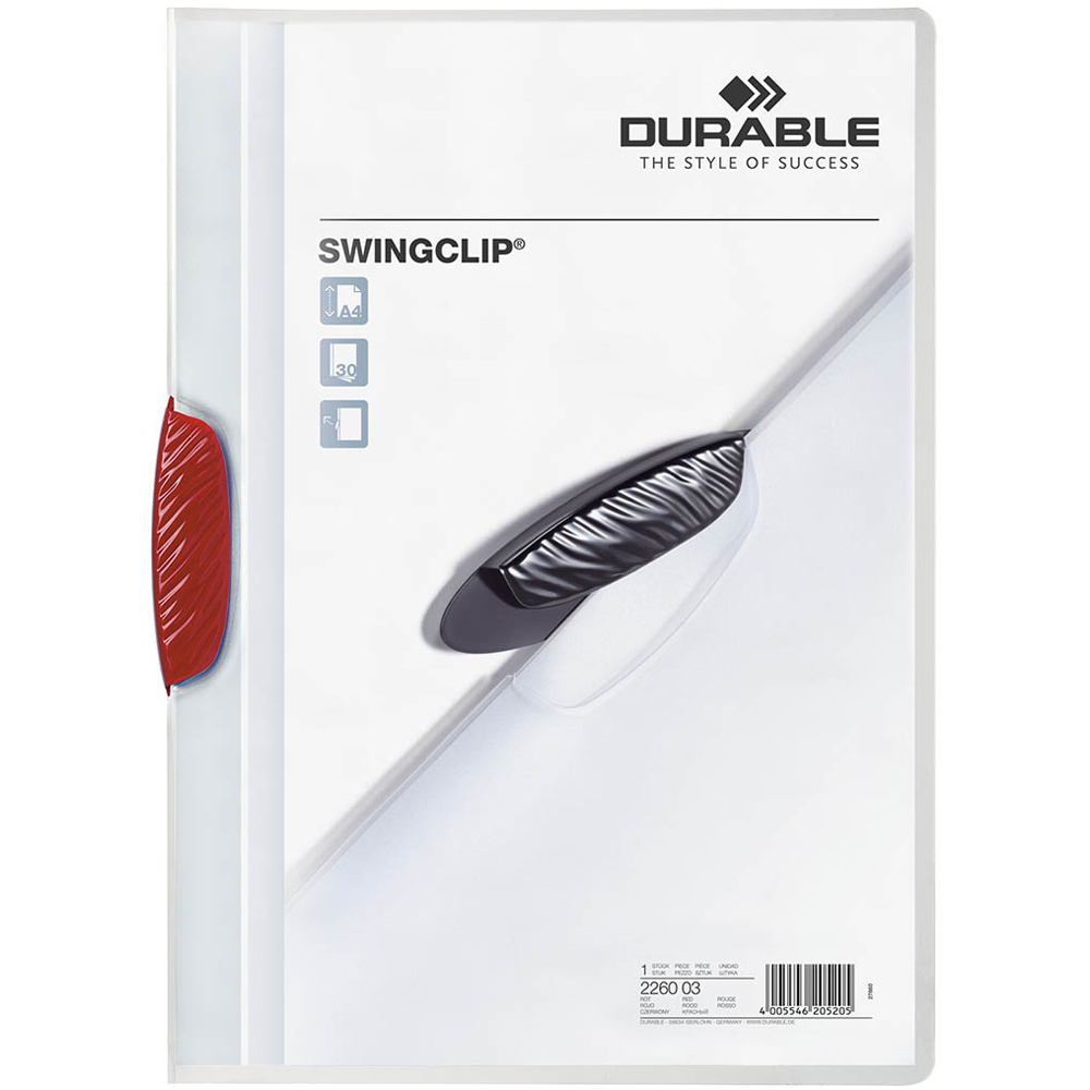 Durable SWINGCLIP A4 Red 30 Document Swing Clip File Folder 25 Pack Image 1