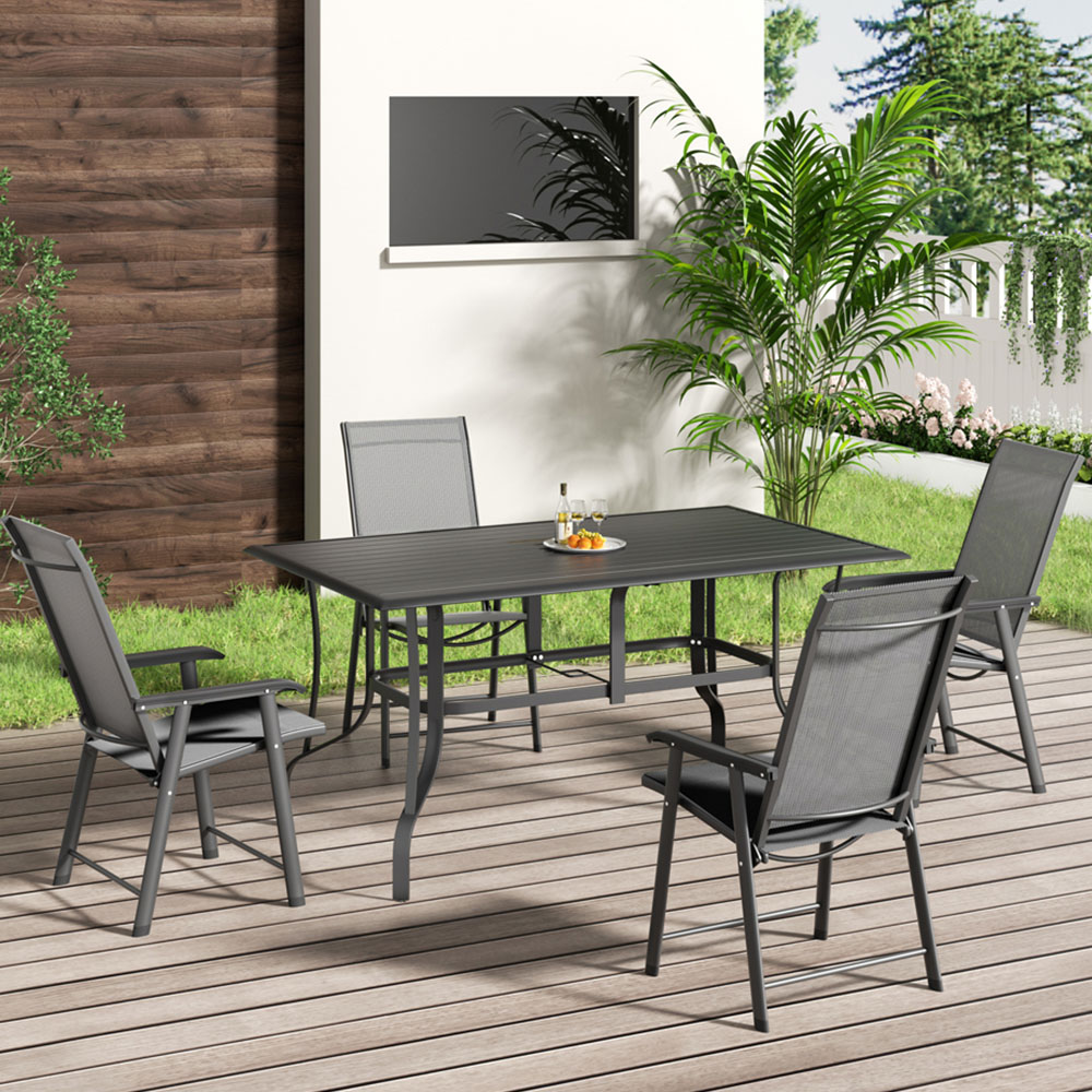 Living and Home 4 Seater Rectangular Slatted Patio Set Image 1