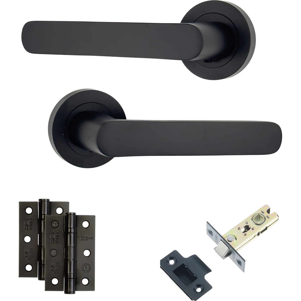 AXS Hardware Harlem Black Latch Door Handles on Rose Image 1
