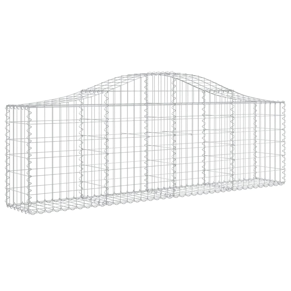 vidaXL Silver Galvanised Iron Arched Gabion Basket 200 x 30 x 60/80cm 15 Pack Image 1