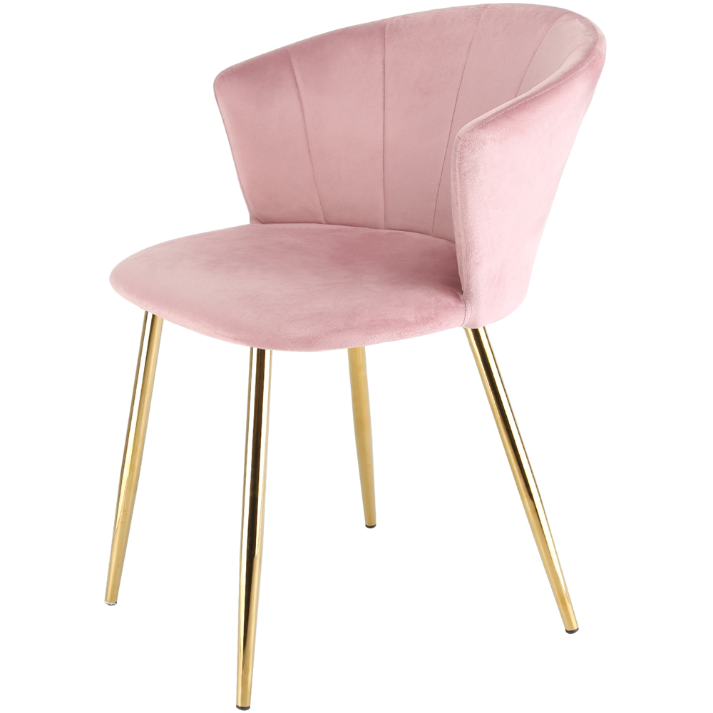 Home Garden Direct Mill Set of 2 Pink Velvet Dining Chairs with Golden Legs Image 2