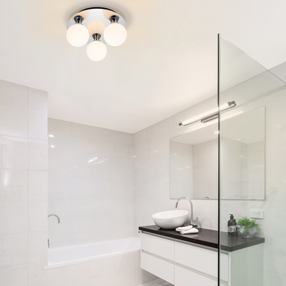 Cosylyte Bowen 3 Light Chrome Opal Glass Flush Ceiling Light Image 6