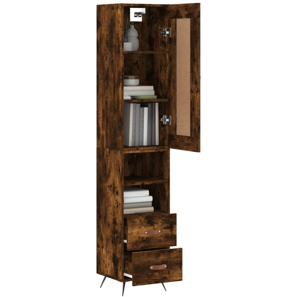 vidaXL Single Door 2 Drawer 2 Shelf Smoked Oak Highboard Image 3
