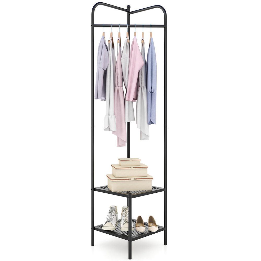 Costway 2 Shelf Black Corner Coat Rack Image 3