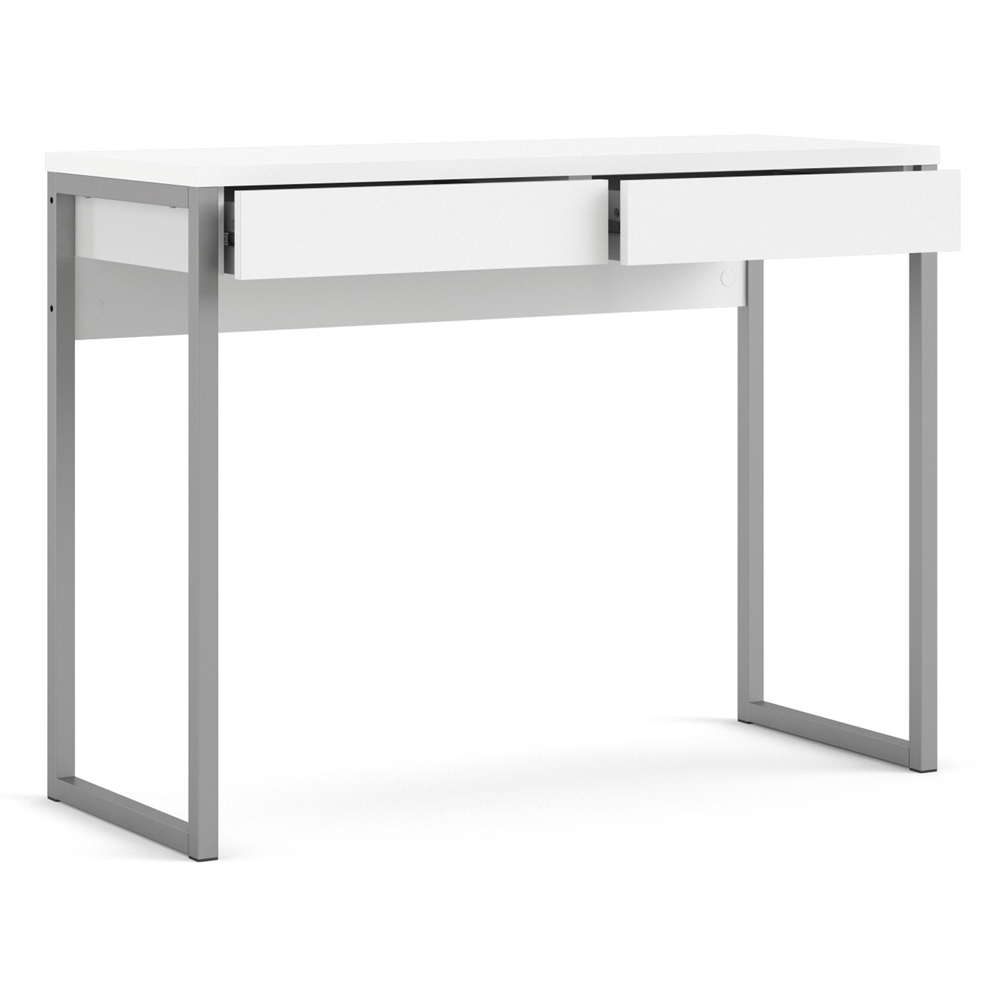 Florence Function Plus 2 Drawer Desk White High Gloss Image 4