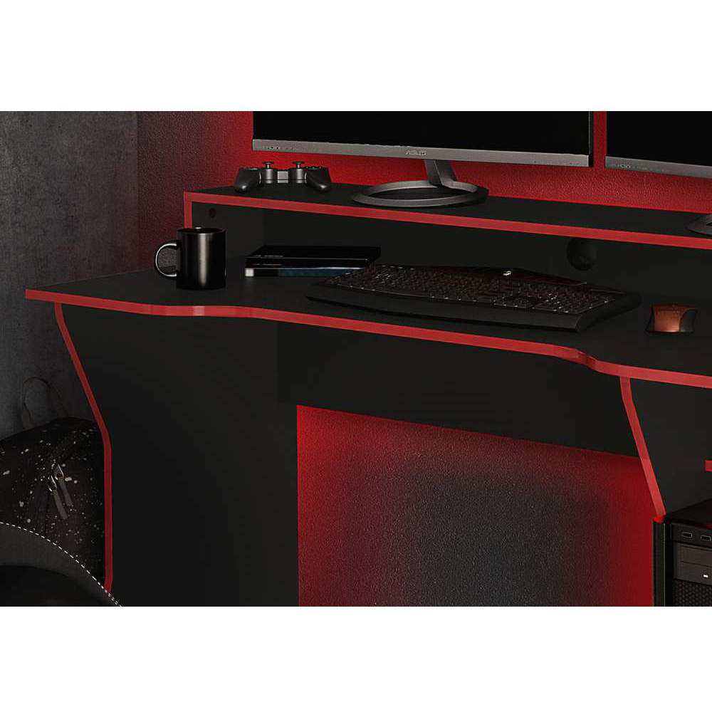 Enzo Gaming Computer Desk Black and Dark Red Image 7