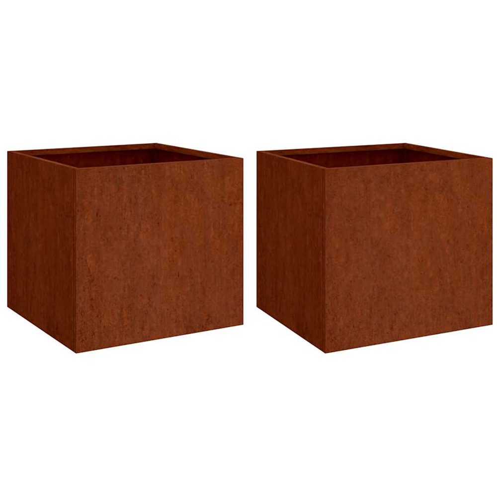 vidaXL Brown Corten Steel Garden Planter 29 x 30 x 32cm 2 Pack Image 1