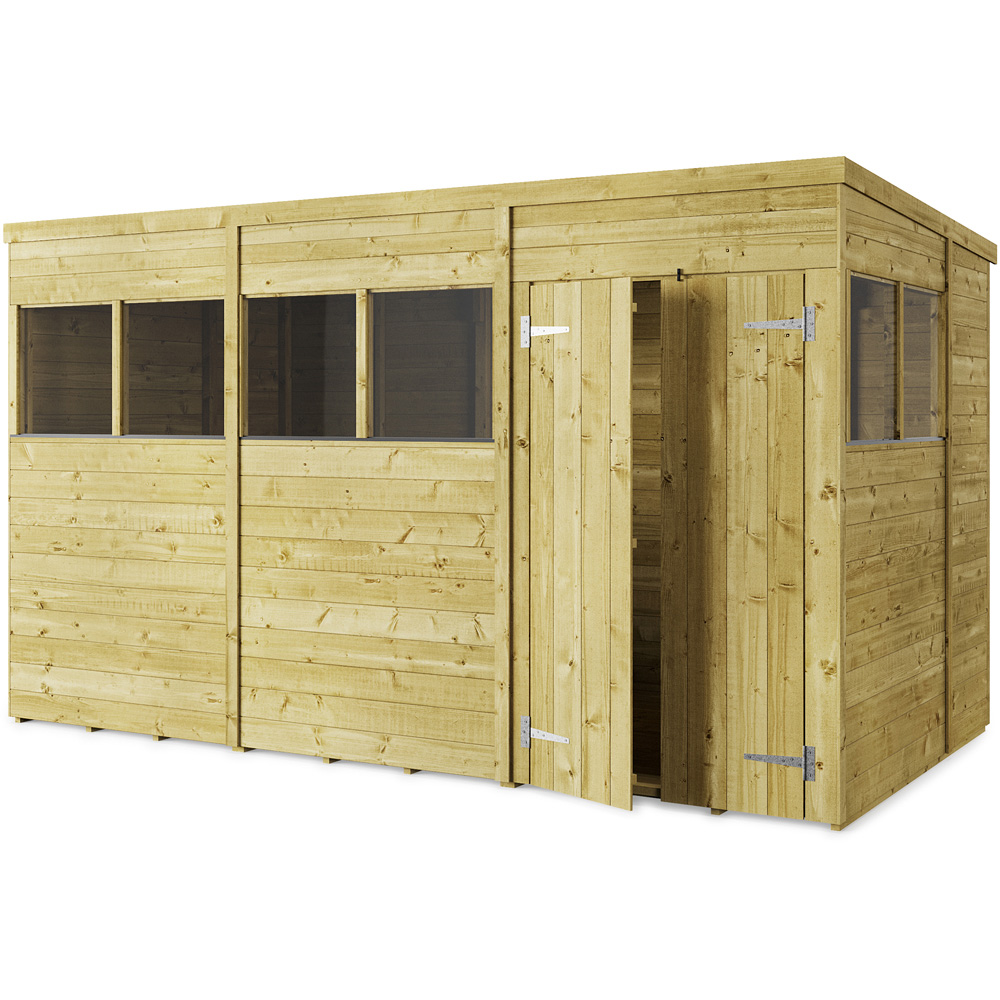 StoreMore 12 x 6ft Double Door Tongue and Groove Pent Shed with Window Image 1