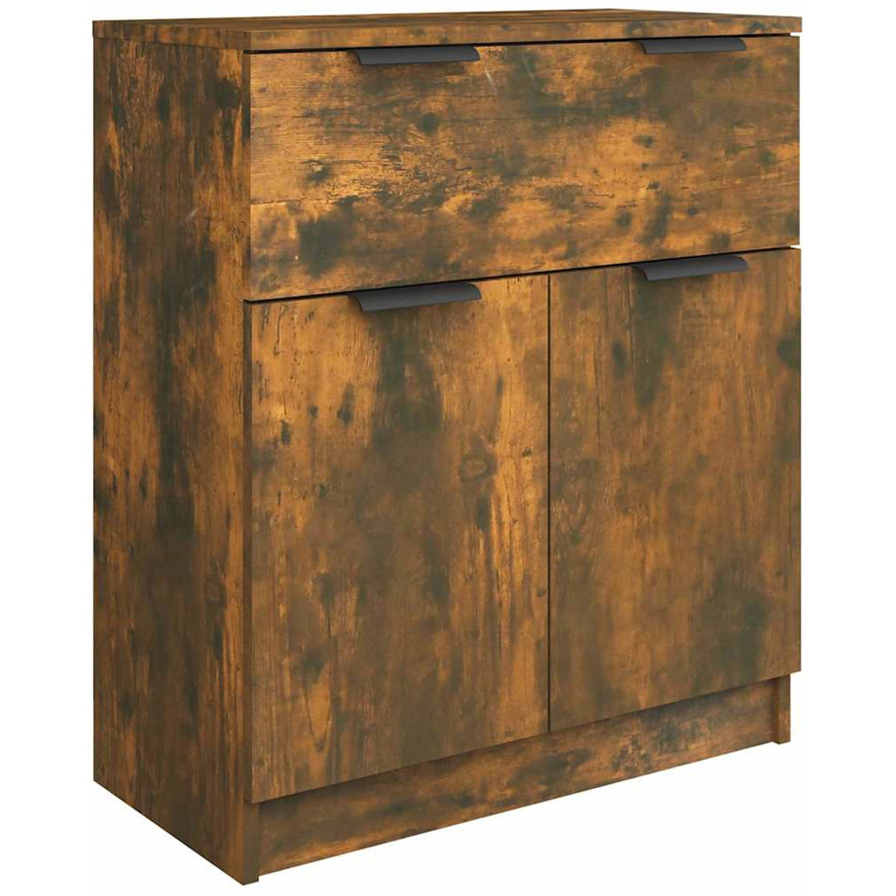 vidaXL 2 Door Single Drawer Smoked Oak Sideboard Image 2