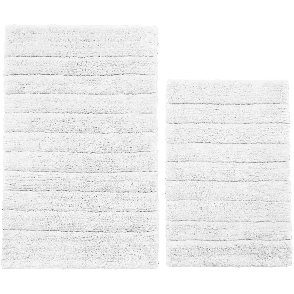 Allure Bath Fashions White Ribbed Bath Mat Set 2 Piece Image 1