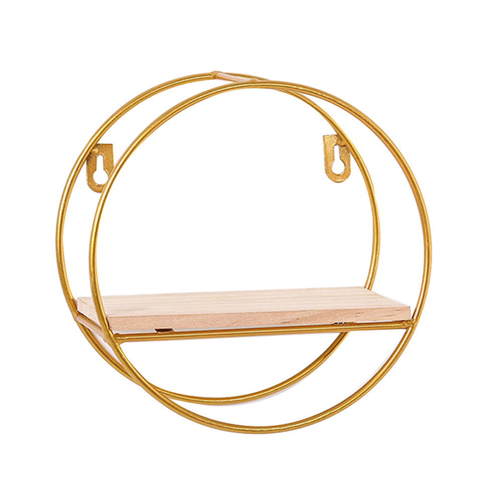 Living and Home Minimalistic Gold Nordic Iron Wall Shelf Image 1