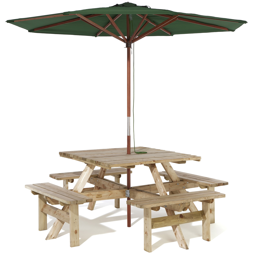 Rowlinson Square Picnic Table Set with Green Parasol Image 2