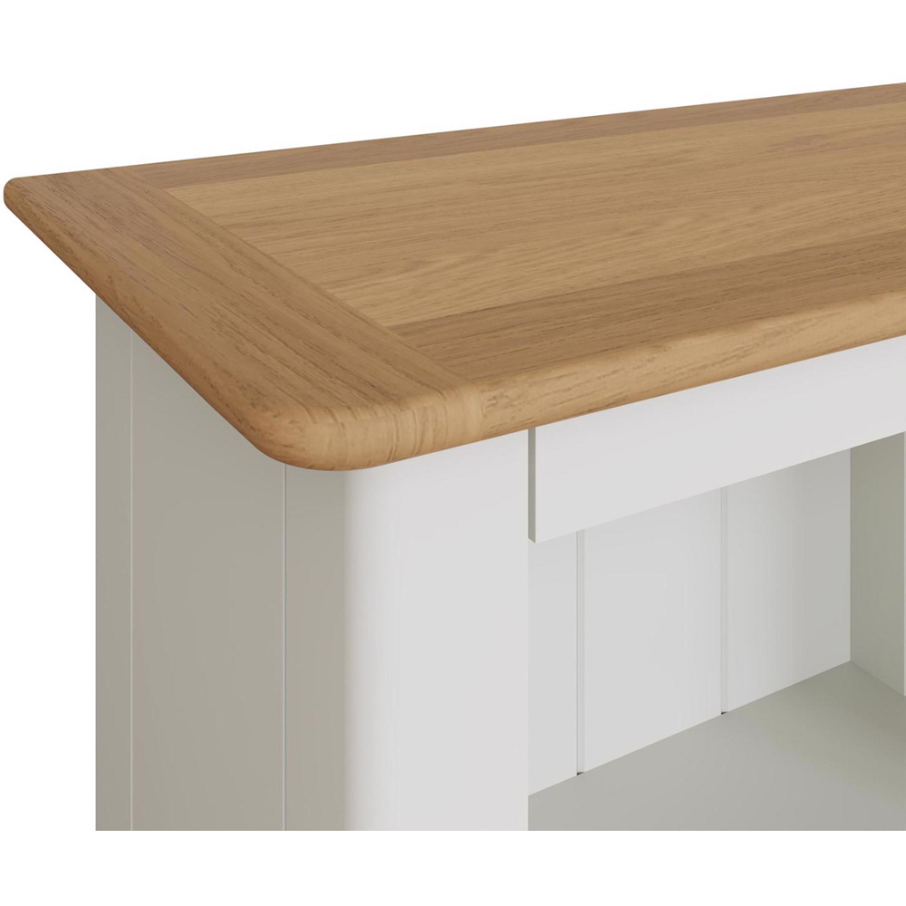 FWStyle Taberno 3 Shelf White Linen and Oak Bookcase Image 4