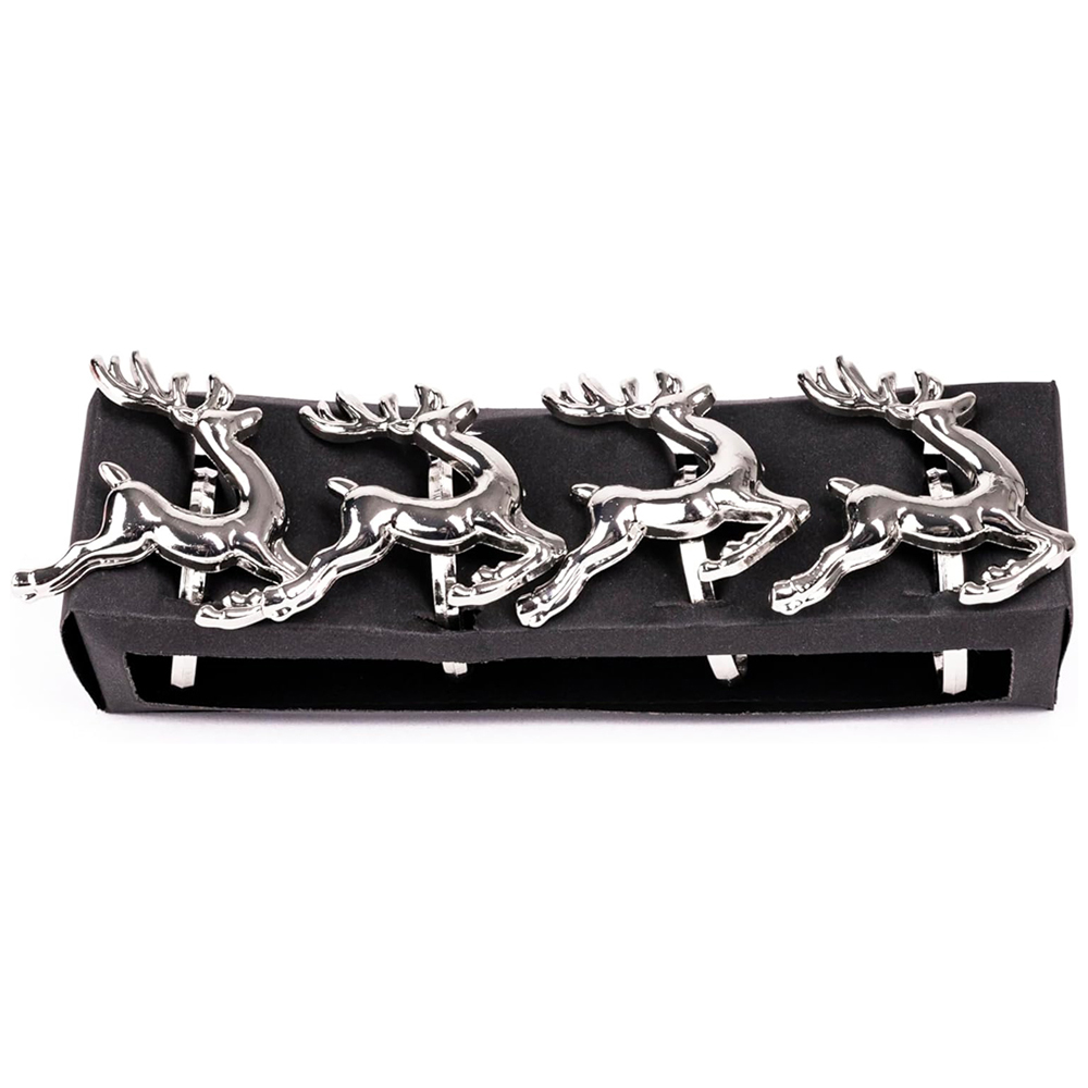 Marco Paul Silver Christmas Stag Napkin Rings Image 1