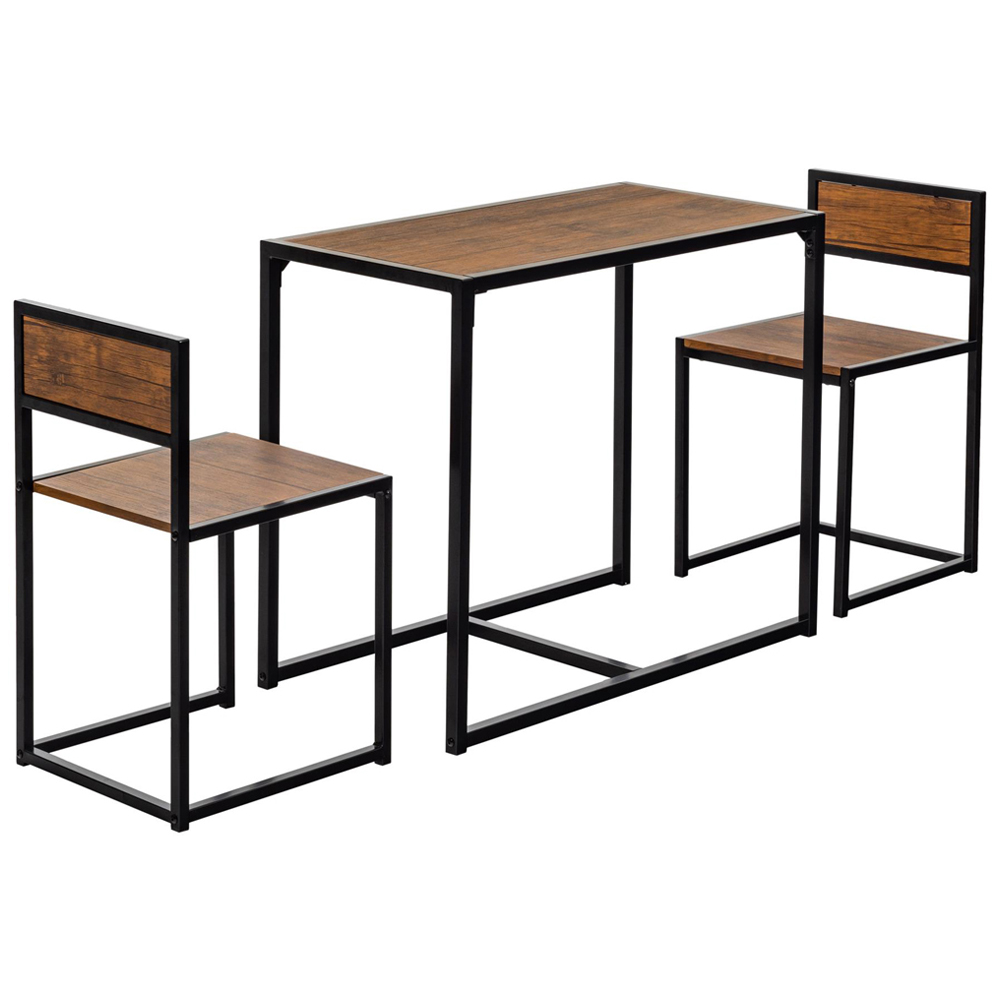 Harbour Housewares 2 Seater Compact Dining Set Brown and Black Image 2