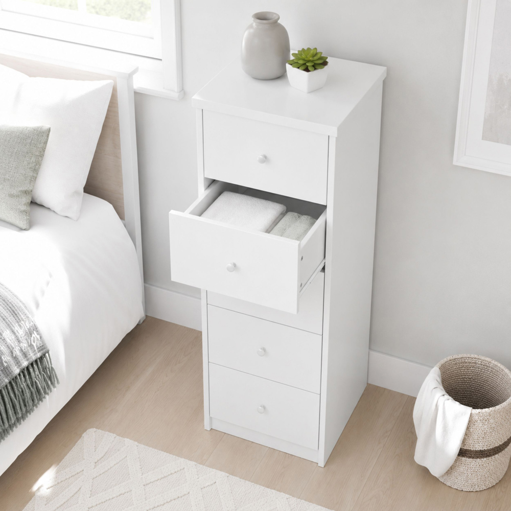 Core Products Erin 5 Drawer White Finish Narrow Chest of Drawers  Image 4