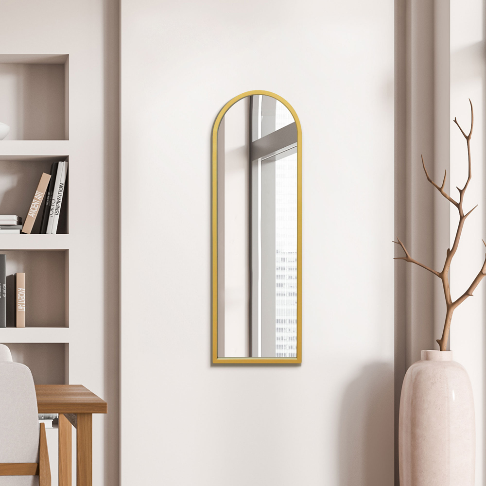 The Arcus Gold Arched Wall Mirror 120 x 40cm Image 2