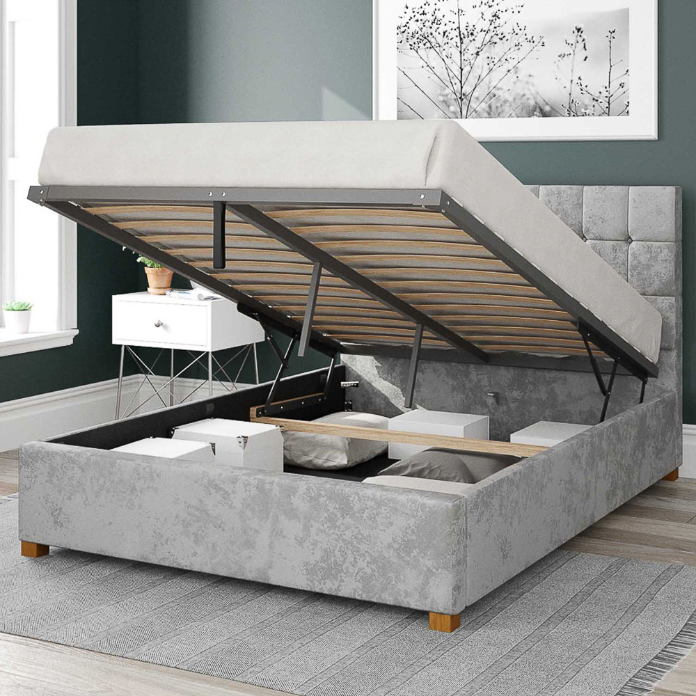 Aspire Sinatra Single Silver Mirazzi Velvet Ottoman Bed Image 2