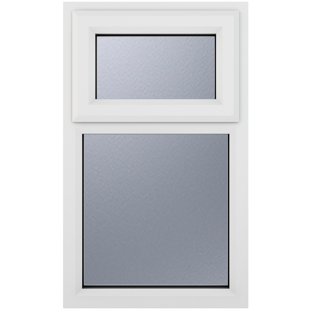 Crystal uPVC Double Glazed Window Top Hung Over Fixed Light White Obscure Glass 610x820mm Image 1