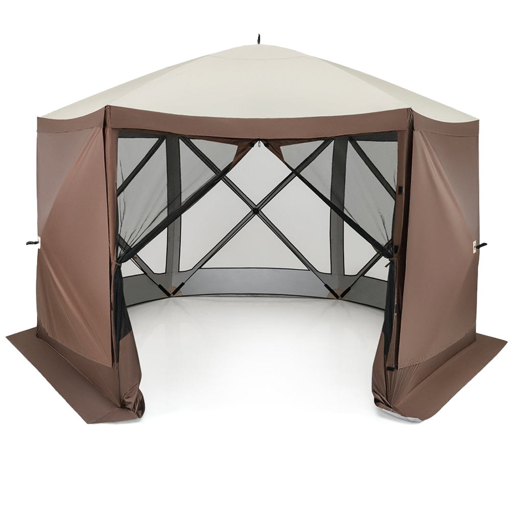 Costway 6 Sided Coffee Pop-up Gazebo Tent Image 1