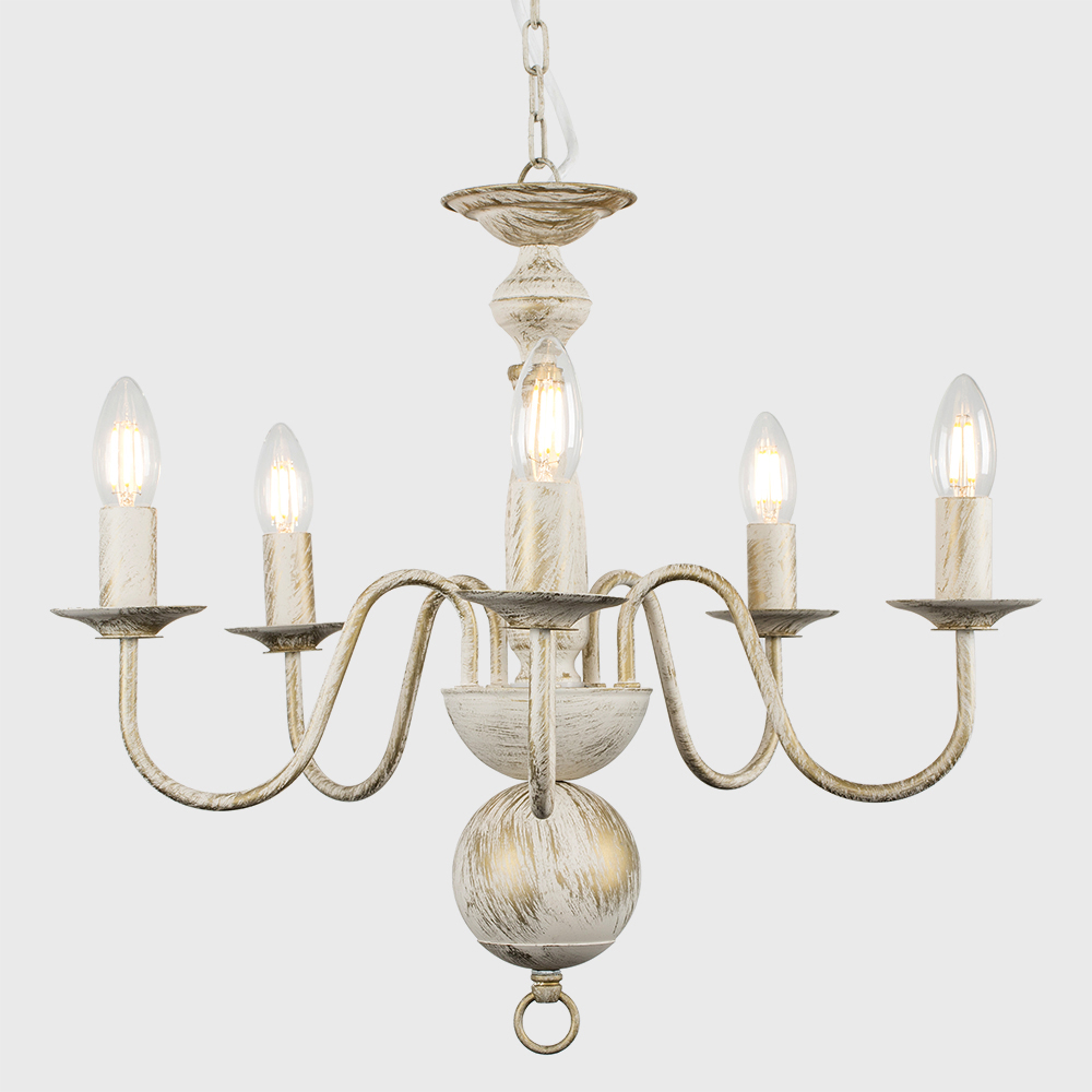 ValueLights Gothica Flemish Style White 5 Way Ceiling Chandelier Light Image 4