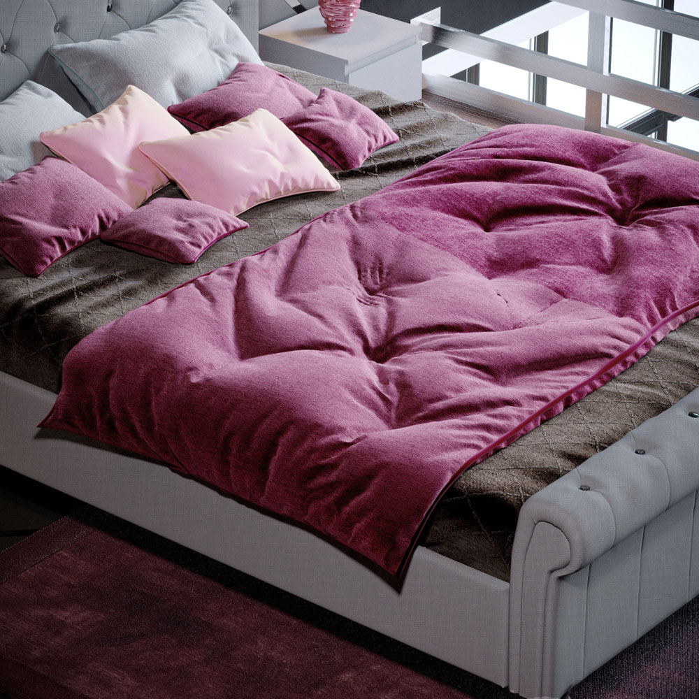 Vida Designs Violetta King Size Light Grey Linen Bed Frame Image 6