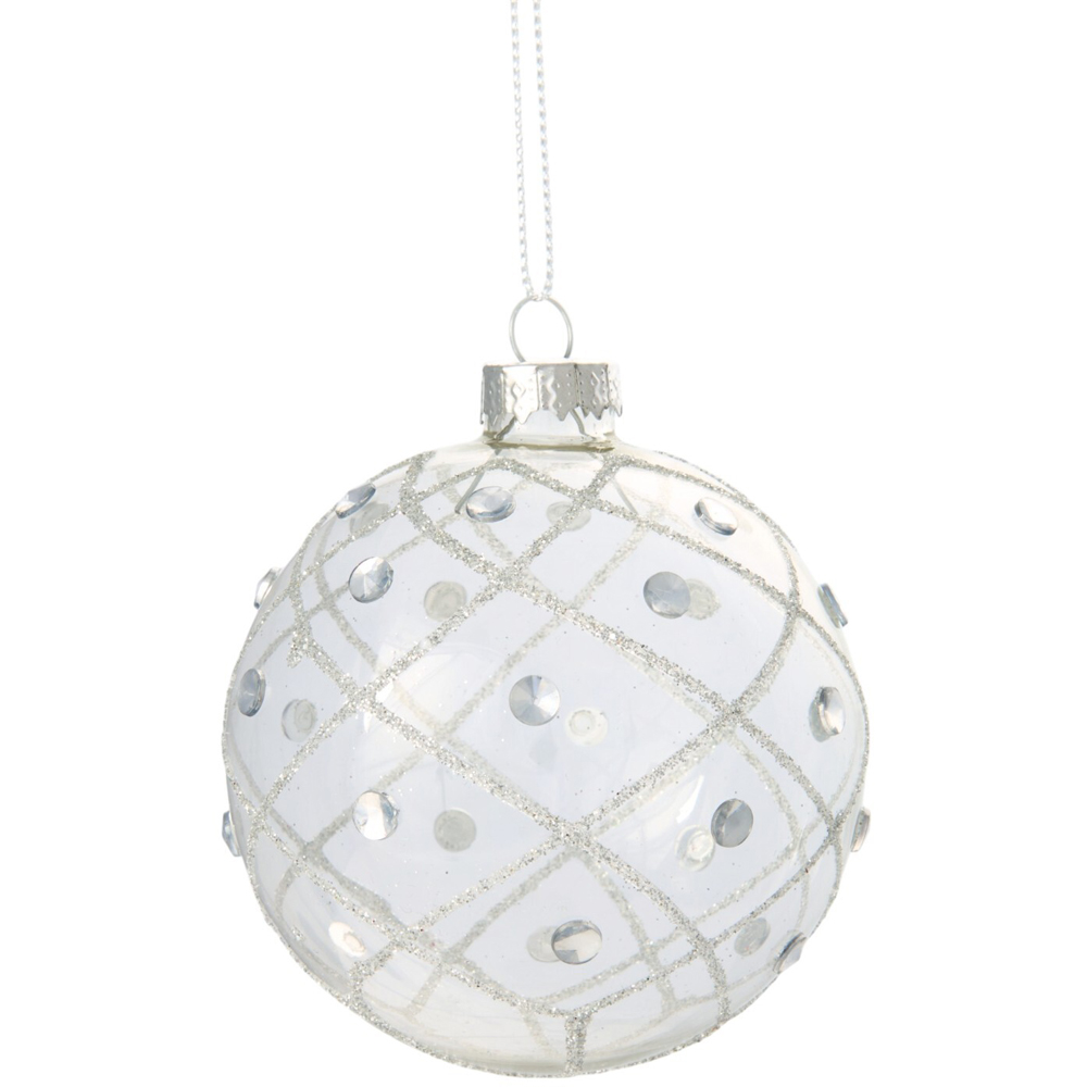 Jewelled Silver Glitter Bauble Image 5