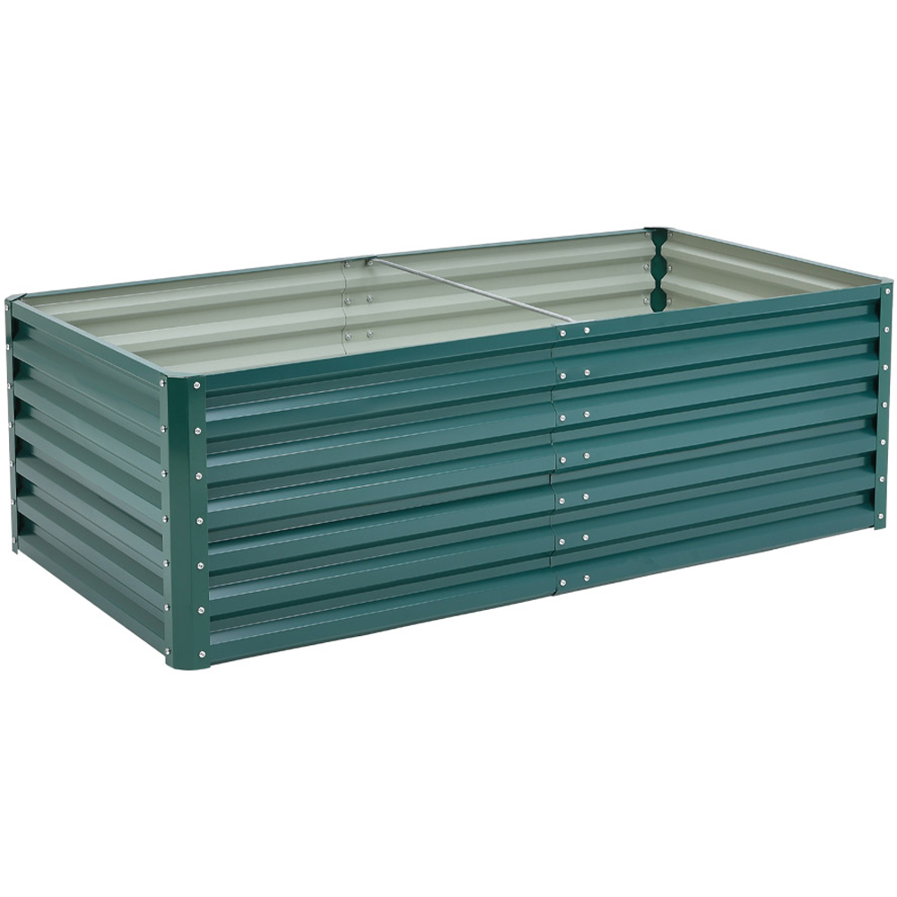 Living and Home Dark Green Zinc Steel Deep Rectangular Raised Garden Bed 180 x 57cm Image 1