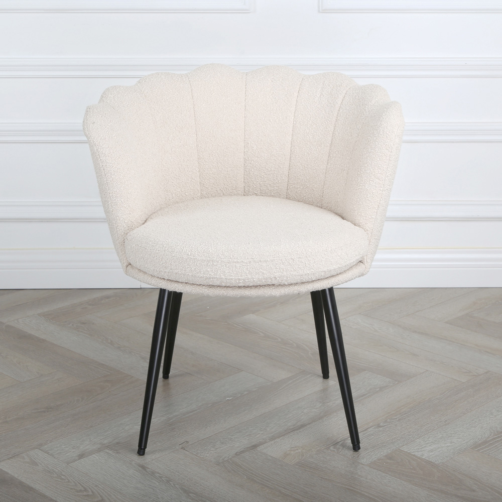 Flora Cream Boucle Accent Chair with Black Legs Image 6