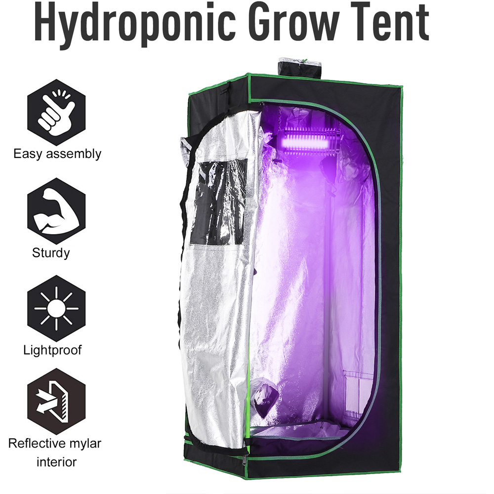 Outsunny Black and Green Oxford Fabric 1.9 x 1.9ft Hydroponic Grow Tent Kit Image 4
