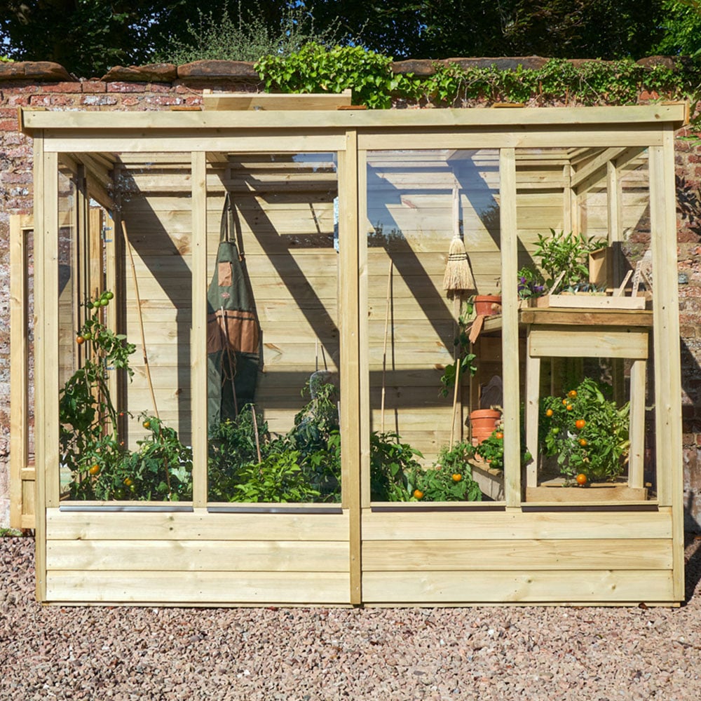 Forest Garden Solid Back Wallscape Lean-to 8 x 4ft Greenhouse Image 2