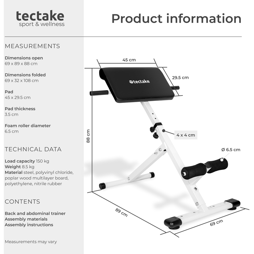 tectake Coleman Foldable Hyper Back Extension Bench Image 9
