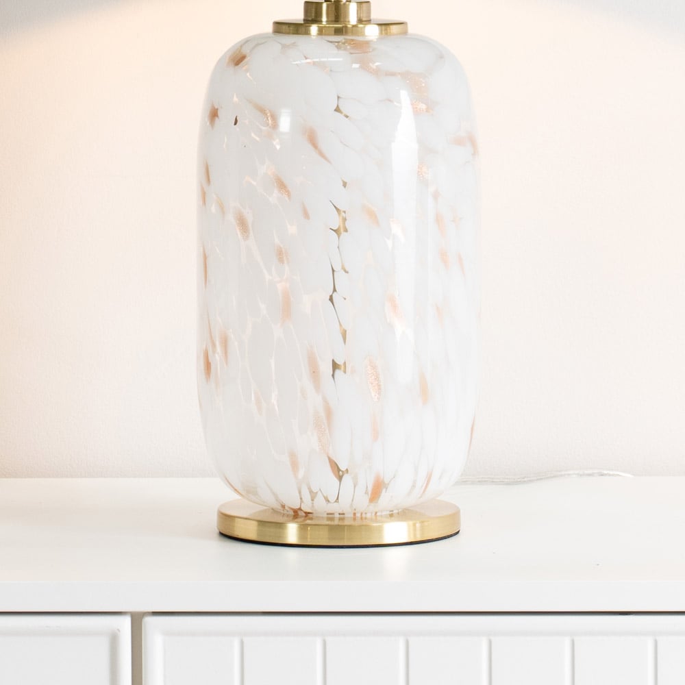 Value Lights India Green Shade White Confetti Glass LED Table Lamp Image 3