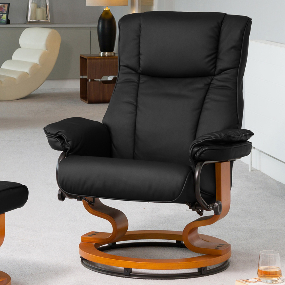 Artemis Home Calhoun Black Swivel Recliner Chair with Footstool Image 2