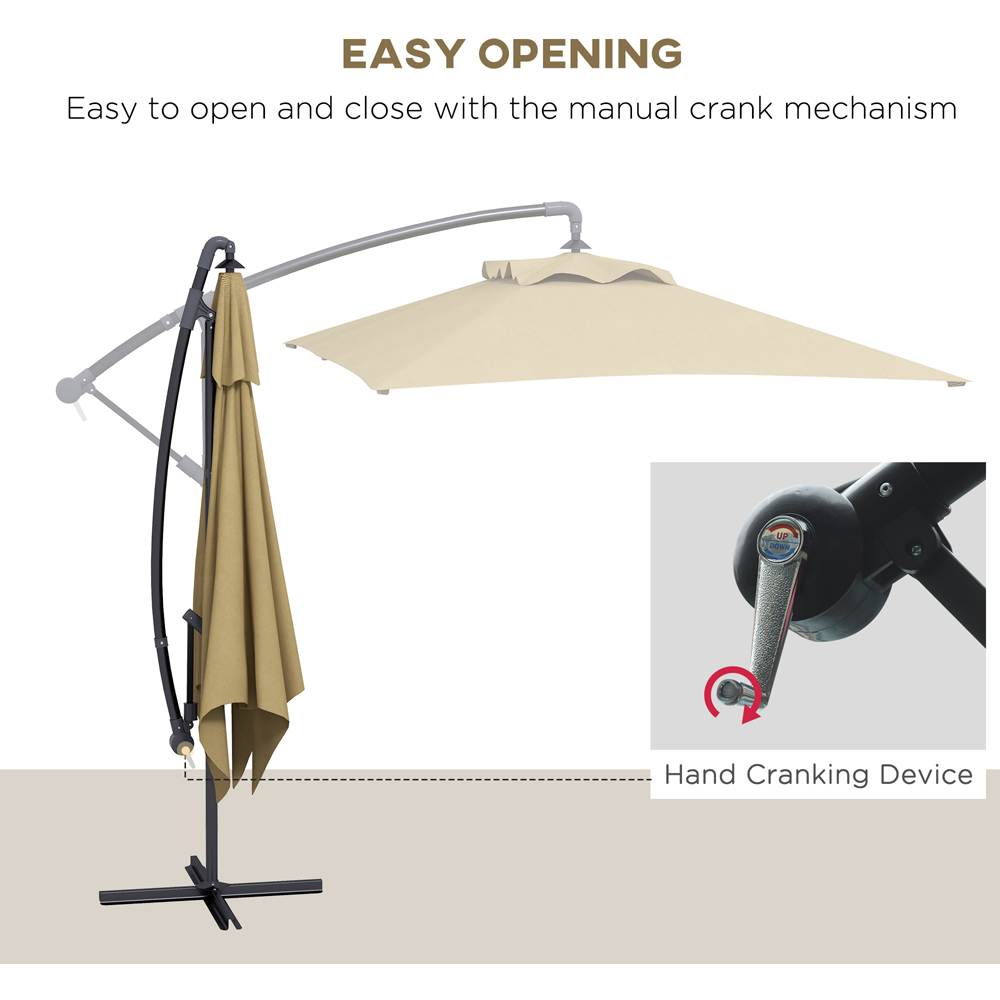 Outsunny Brown Crank Handle Cantilever Banana Parasol with Cross Base 3 x 2m Image 4