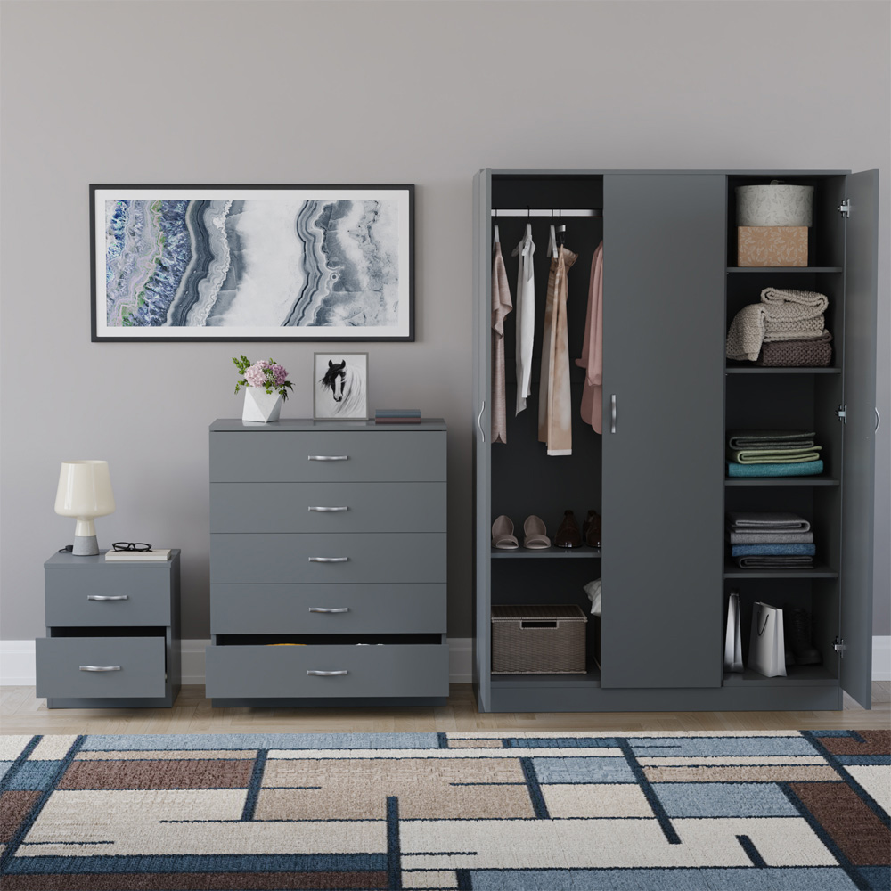 VIDA DESIGNS Riano Grey 3 Piece Bedroom Furniture Set Image 3