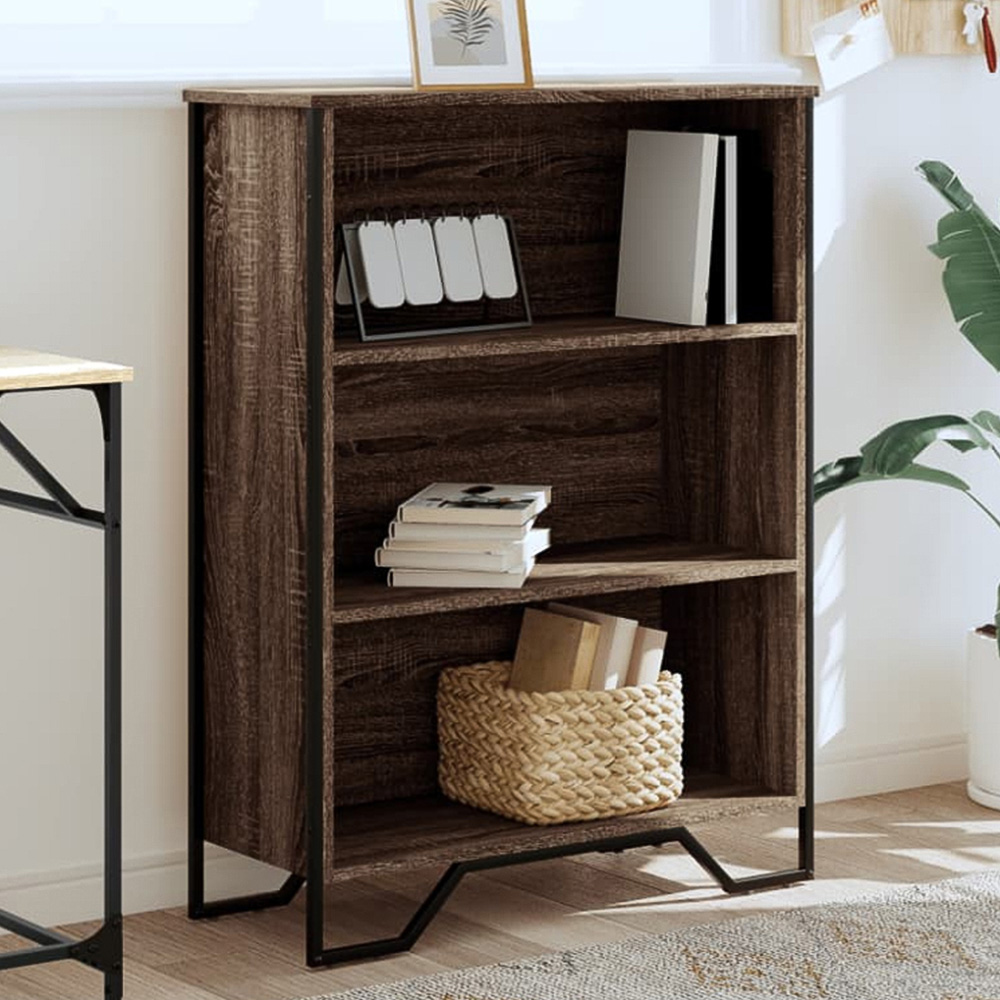 vidaXL 3 Shelf Brown Oak Bookcase Image 1